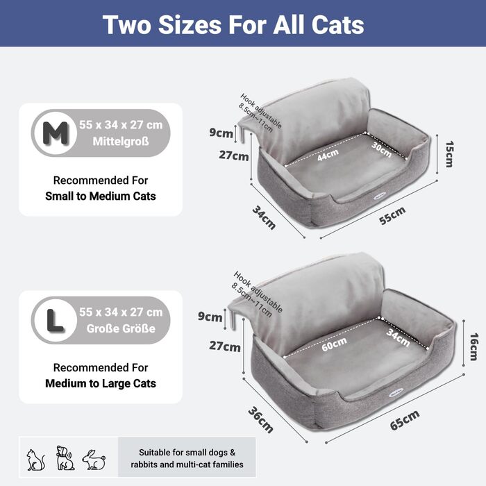 Кішка ліжко для радіатора Happi N Pets - зручне гаманець для котів, сірий, 55 x 34 x 27 см