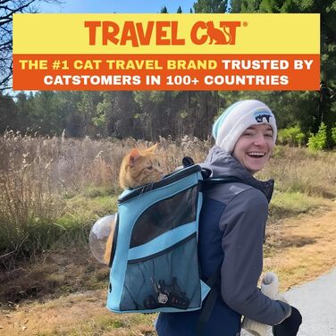 Рюкзак для котів 'The Fat Cat' Aqua – переноска для великих котів із бульбашковим вікном, бічними кишенями та регульованими лямками, для подорожей і прогулянок