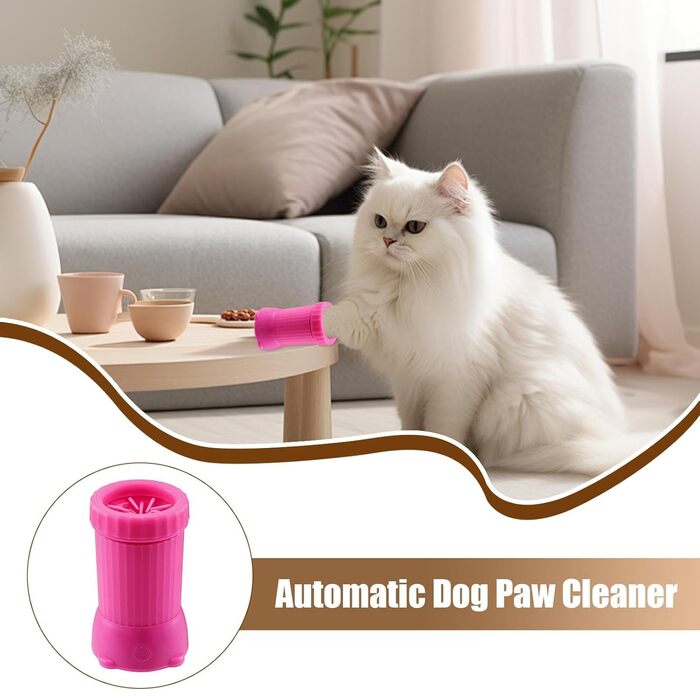 Автоматичний очисник лап для собак, електричний, USB-зарядка, портативний, рожевий
