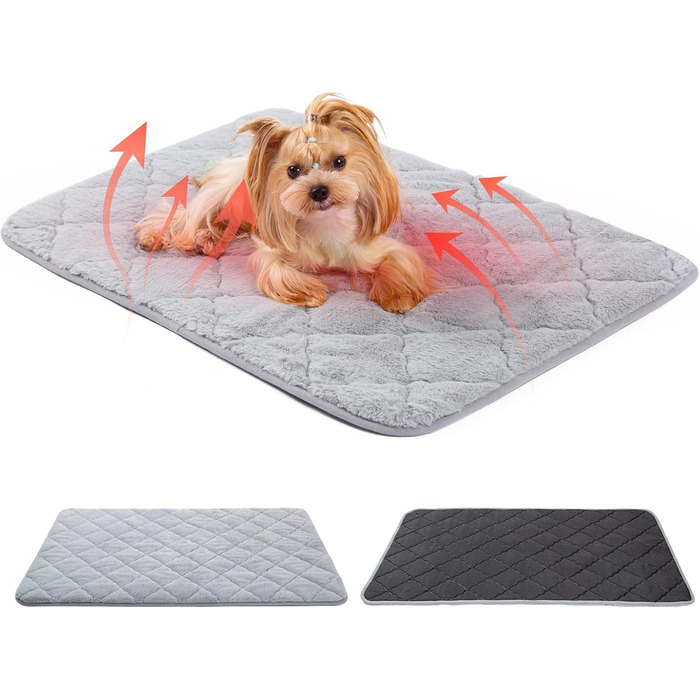 М'який килимок для собак та котів, тепла ковдра, 75 x 50 см, M, м'яка підкладка, машинного прання, неслизький, багатофункціональний (60x45 см, сірий)