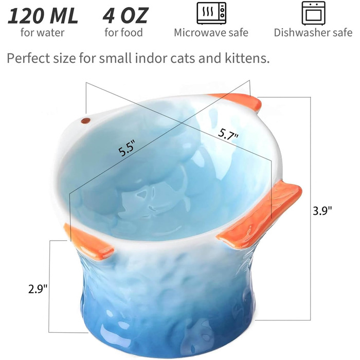 Підвищені годівниці для котів, 2 шт., кераміка, блакитний/зелений, зручні для вусів