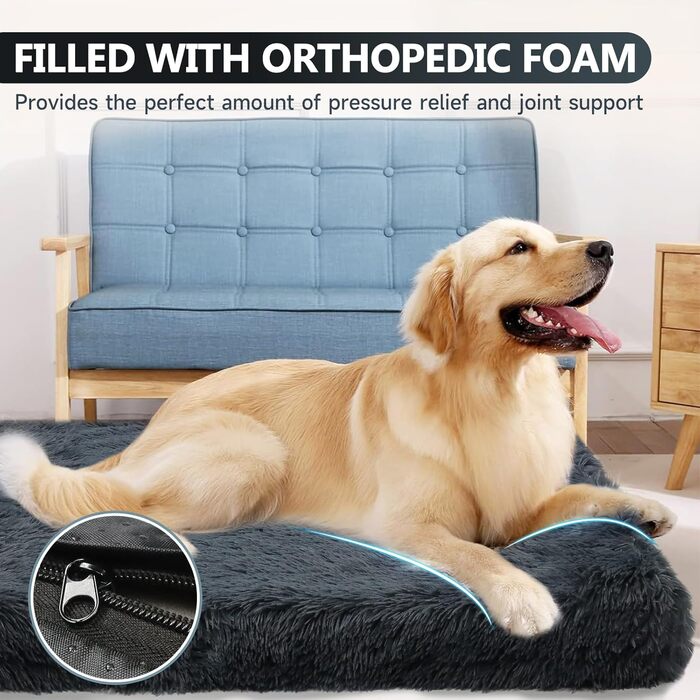 М'яке ортопедичне ліжко для собак DONWEI, килимок для собак, миється, знімний чохол, неслизька підстилка для лежанки, 75x50x6 см, сірий колір Ombré Grey (XL - 100 см, темно-сірий - 100 см)