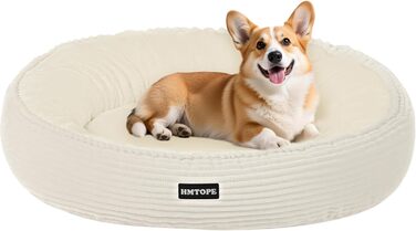 Кругле ліжко для собак середніх порід, котяче ліжко, м'яке, зручне, корзина для собак, донат, ліжко для собак, знімний, антиковзкий килимок, Ø 70 см, бежеве, 70 x 70 x 20 см