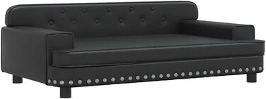 Ляжка для собак, м'яка подушка для собак, диван-софа для маленьких собак, лежанка для домашніх тварин, лежанка для котів, чорна штучна шкіра, 90 x 53 x 30 см