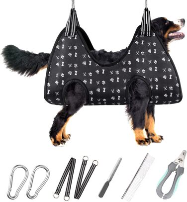Набір для догляду за собакою ATESON: гамак, нашийник для стрижки нігтів, пилка, гребінець (XXL, до 54.4 кг)