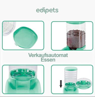 Edipets автоматична годівниця та поїлка для котів і собак, 2 в 1, 3.8 л, зелена