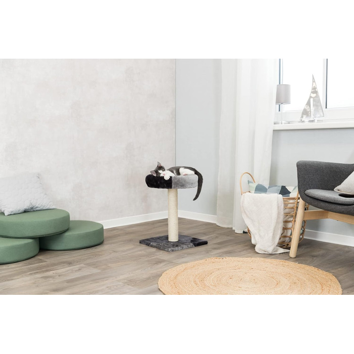 Дряпка для котів TRIXIE Tarifa, 52 см, сірий/чорний – компактний котячий будиночок з лежаком, зручний та стійкий