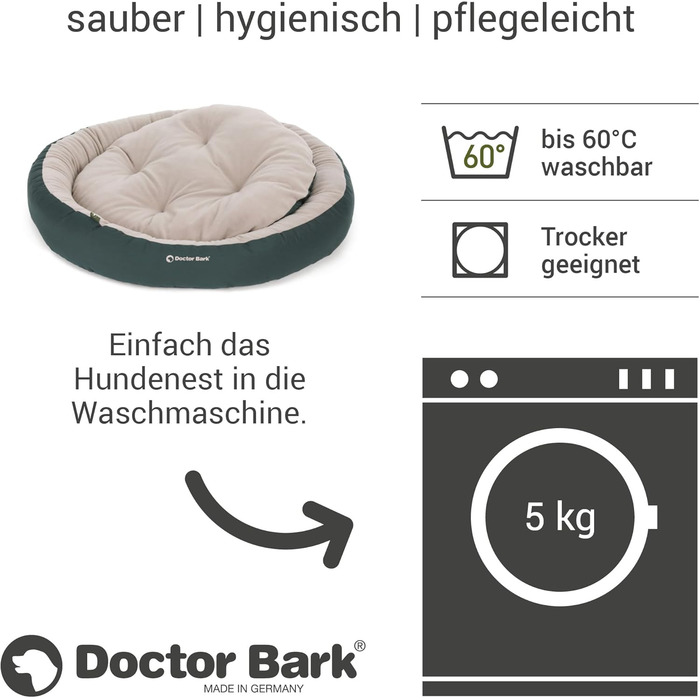 Кругле ліжко для собак середніх порід GreenLabel, м'яке, пухнасте, з вологостійким дном, фліс/бавовна, колір кобальтово-синій (L - 70x60 см)