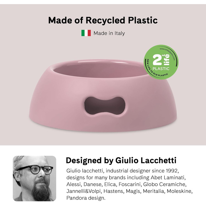 Миска для собак Pappy від UNITED PETS, екологічна, Made in Italy, рожева, 350 мл