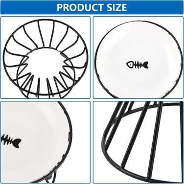 Набір мисок для котів VIDETOL (3 шт.) з підняттям, керамічні миски для корму з металевим підставкою та нековзною підкладкою, підходять для котів та собак
