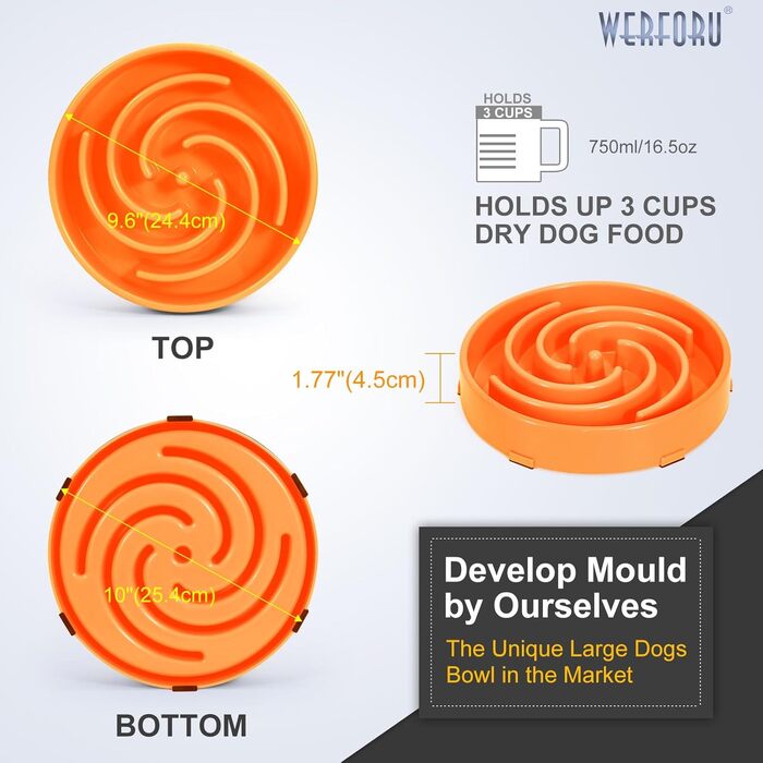 Напувачка для собак Slow Feeder, інтерактивна миска, безпечна та міцна, екологічна (L, помаранчевий)