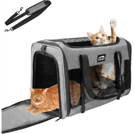 Трансформер для котів та собак на 2 тварин, сірий, 50,8 x 33 x 20 x 13 см, для подорожей та дому