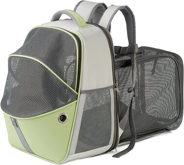 Рюкзак-переноска для тварин Galatée, розширюваний, для котів та маленьких собак (зелений)