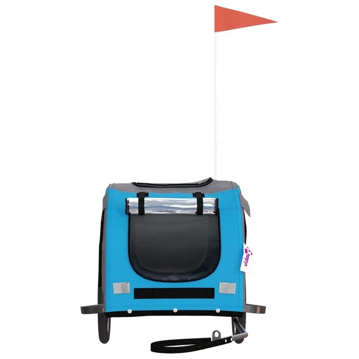 Транспортна переноска для домашніх тварин на колесах, візок для собак, причіп для велосипеда для собак, блакитний та сірий, Оксфордська тканина та залізо для маленьких собак та котів
