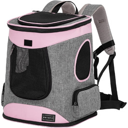 Рюкзак для кота та собаки Petsfit - зручний та дихаючий, до 5 кг, з сіткою та регульованим ременем, зелений (сірий & рожевий)