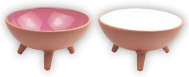 Керамічна миска для котів | Ручна робота | 2 шт. | Біло-сіра, фіолетово-біла