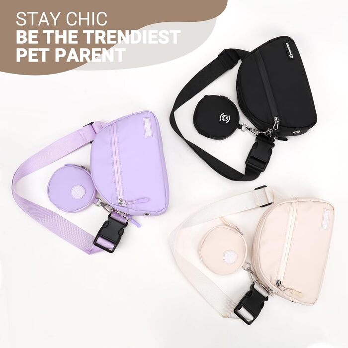 Сумка для дресирування собак Leckerlibeutel, кремового кольору, з контейнером для відходів та тримачем пакетів