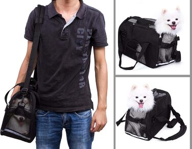 Транспортна переноска для тварин: для собак та котів Comfort Airline, чорна