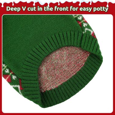 Теплий святковий пуловер для собак на Новий Рік з оленем, для маленьких та середніх собак, ідеальний для цуценят, котів та собак, зелений, S (37 см обхват грудей)