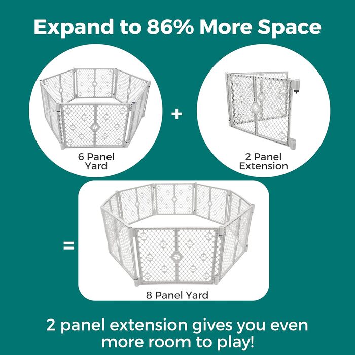 Клітка-вольєр для собак MyPet з 8 панелей, сірого кольору, довговічна та стійка до УФ-випромінювання, портативна, регульована, зручна для тварин, дружній дизайн (з розширенням на 2 панелі, дизайном 