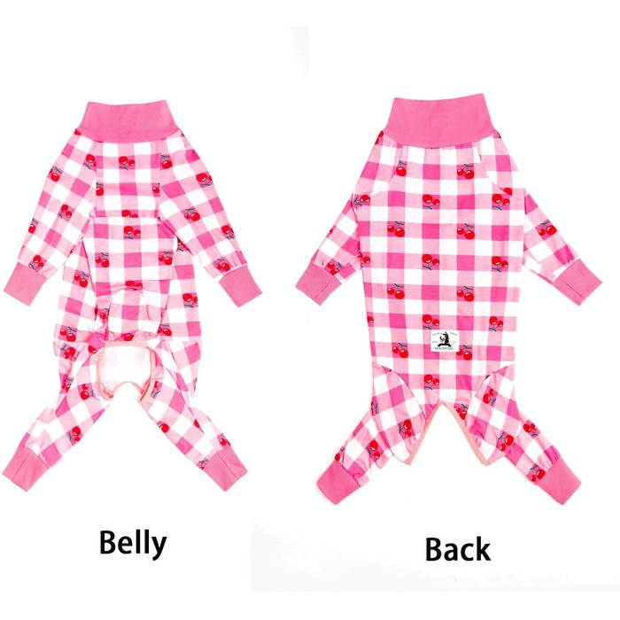 Піжама для собак, комбінезон для середніх та великих собак, легкий, стильний, великий розмір, післяопераційний одяг, темно-сірий, рожевий у клітинку (34 (Обхват грудей 89 см | Довжина спини 60 см))