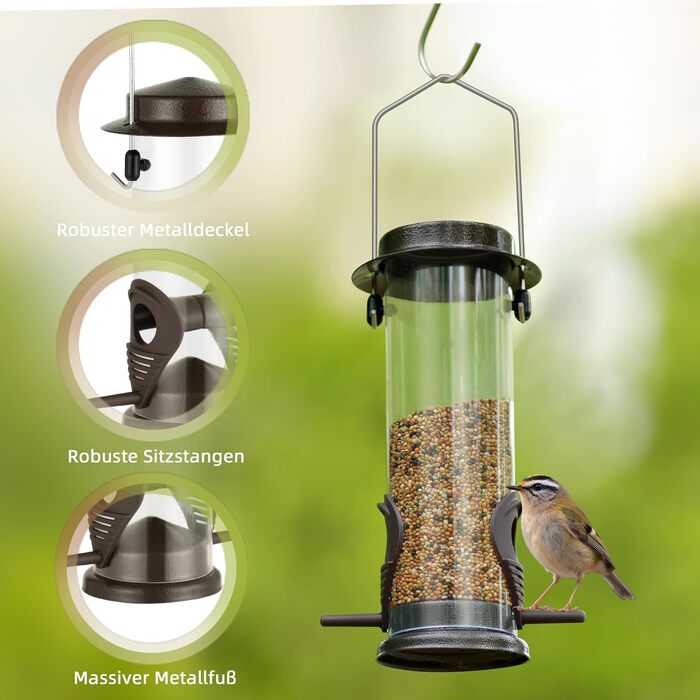 Годівниця для птахів Mixxidea з нержавіючої сталі, для саду та двору, 2 шт. (Коричневий)