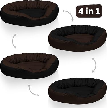 BedDog Hundebett Sunny: велике лежанка для собак з Cordura, миється, з бортиком, овально-кругла, для дому та вулиці, XXXL, RED-Wine (вино-червоний), MOCCA (чорний/коричневий), 85x50x23 см