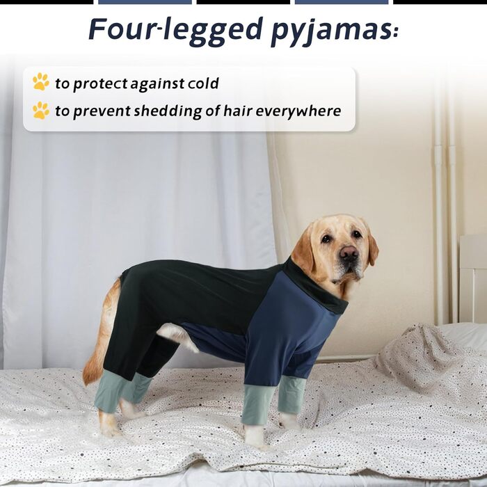 Піжама для собак Hjumarayan, чорна, L - зручний комбінезон для собак після операції та для прогулянок