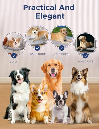 Практичне собаче ліжко для великих собак, 111.8 x 81.3 см, сіре. Зручне, м'яке, для дому та вулиці, двостороннє, з м'яким наповнювачем.