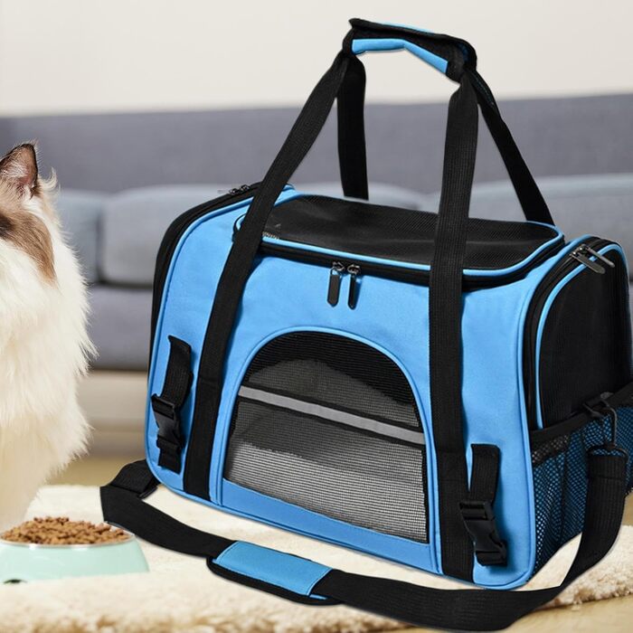 Трансформер для котів та собак – сумка-переноска на плечі | Компактна переноска для тварин, легка, міцна, зручна, з вентиляцією, для прогулянок, для цуценят, практична (Блакитна)