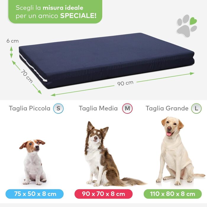 Ортопедичне ліжко для собак EvergreenWeb, середнього розміру | Ліжко для тварин з масажною наволочкою | Знімне та пральне собаче ліжко | Синій матеріал | PETLOVE M блакитне
