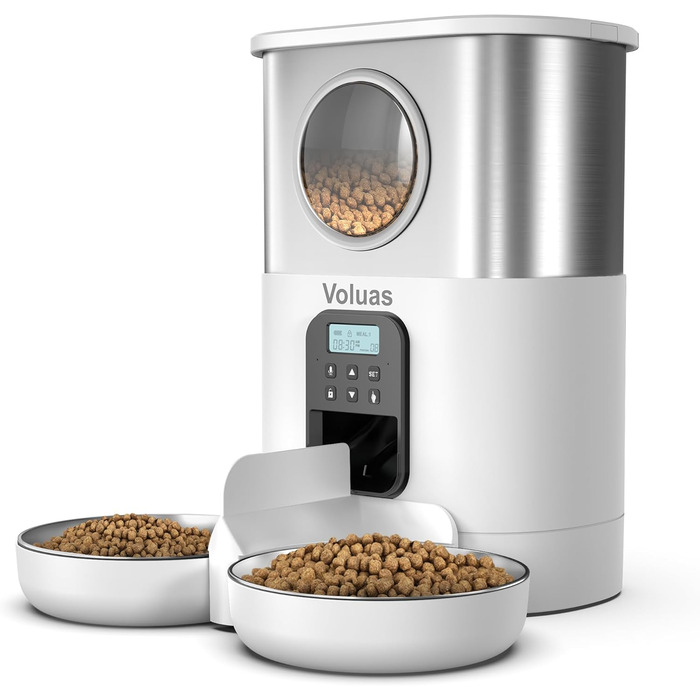Автоматичний диспенсер для котячого корму VOLUAS - годівниця для котів та собак з таймером, сухий корм
