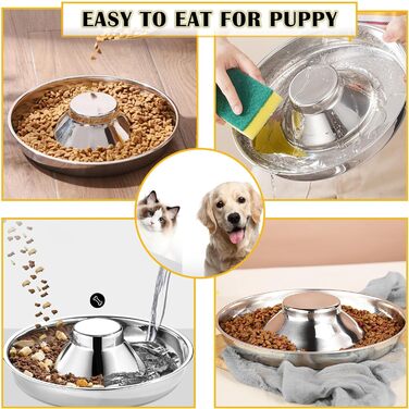 Набори мисок для цуценят Nexboraque (2 шт.) з нержавіючої сталі – 25,4 см, повільне годування, для кількох цуценят, собак та котів