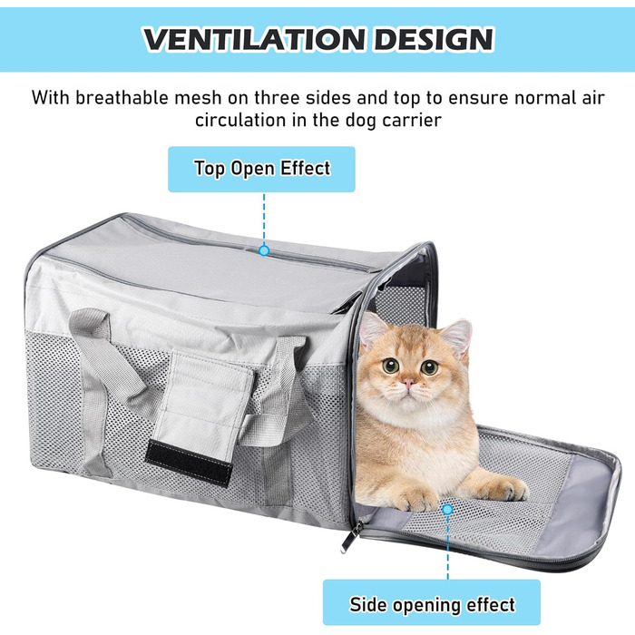 Транспортний бокс для котів та собак BYZESTY, складаний, 42 x 27 x 28 см, сірий (з мискою)