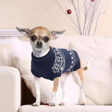 Пуловер для собак на Новий Рік, теплий зимовий пуловер для маленьких собак, без рукавів, розміри XS-2XL, блакитний з сніжинкою