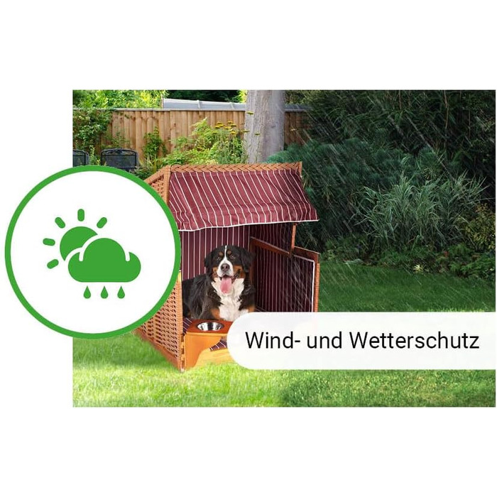 Клітка-лежанка для собак Outgarden з дерева, з ковдрою та мисками, чорна з блакитно-білим, для маленьких собак