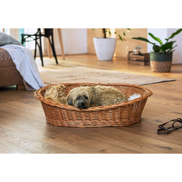 Корзина для собак Dekoleidenschaft з ротангу, XL, 90x70 см - ліжко для собак та інших тварин