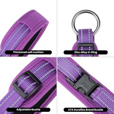 Нашийник для собак EXCELLENT ELITE SPANKER з PU матеріалу, з пряжкою, регульований, для малих, середніх та великих собак, чорний, червоний, синій, фіолетовий (PUL-S) S