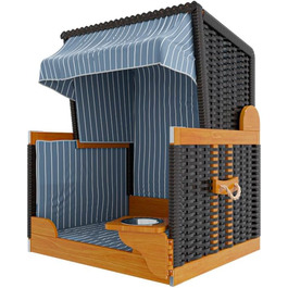 Клітка-лежанка для собак Outgarden з дерева, з водою/мискою та захисним чохлом | Чорна з блакитно-білим | Для маленьких собак