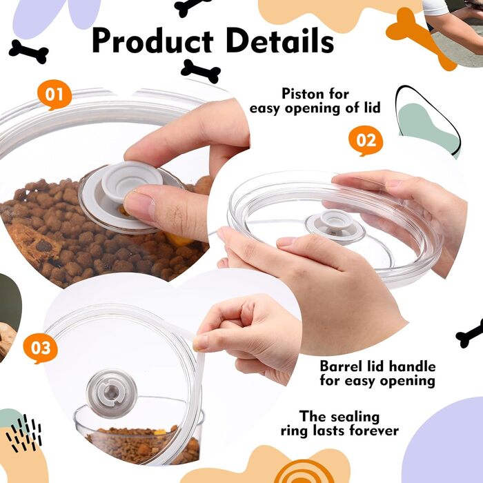 Контейнери для котячого корму LemonRoad 2 шт., 6.34 л/6 л, герметичні, з мірним стаканчиком