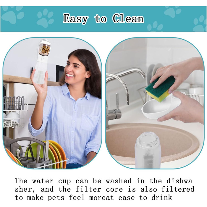 Водяна пляшка для собак на ходу, 600мл + 100мл корму, 5 шт. | Переносна пляшка для собак, поїлка для собак у подорожах