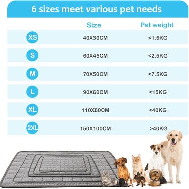 Охолоджувальний килимок для собак та котів NIBESSER, самоохолоджувальний мат для домашніх тварин на літо, 2XL (150x100 см), темно-сірий