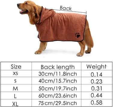 Рушник для собак Petcute, мікрофібра, швидко сохне, вбираючий, комфортний, з регульованими лямками, для собак та котів (M, Cappuccino)