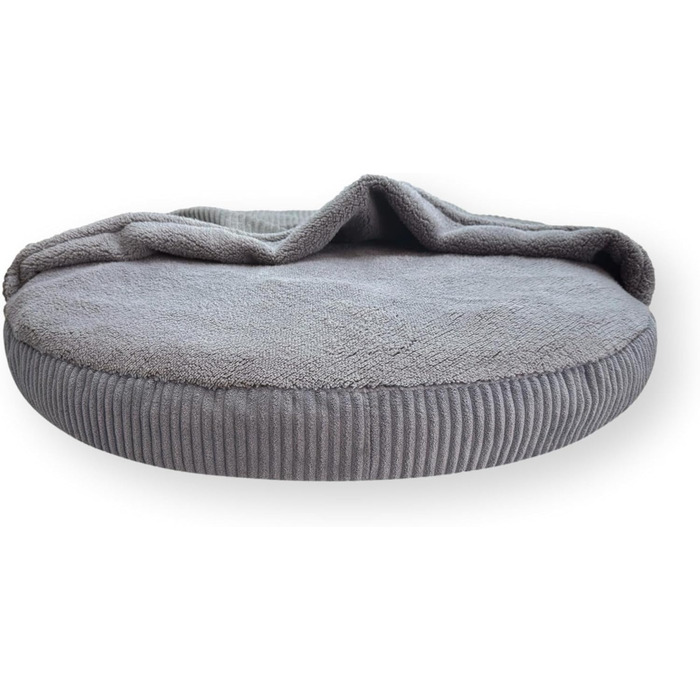 4L Textil Hundebett Vigo з капюшоном: ліжко-печера для собак, ковдра, корзина, ліжко-мішок, подушка з корду, середні породи (Сірий, 90x90x12 см)
