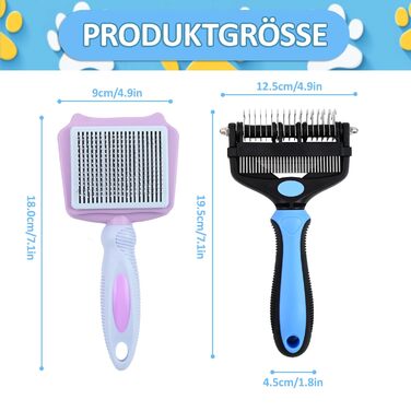 Набір гребінців для котів та собак 3 в 1, для видалення підшерстка, шерсті та розплутування, з масажною насадкою, підходить для довгошерстих та короткошерстих тварин