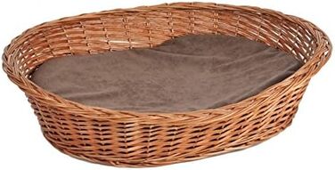 Будка-лежанка для собак та котів розміром 52x42x14 см з подушкою, плетіння з лози