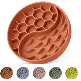 Повільний годівник для собак, силіконовий набір з присосками, антиковзаюча миска, уповільнює швидкість їжі, зменшує тривогу та додає задоволення (Світло-зелений), (Оранжево-червоний візерунок 'Сонце' )