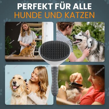 Набір щіток для котів та собак: для короткої та довгої шерсті. Включає ножиці для кігтів, зменшує випадіння шерсті, забезпечує блискуче хутро, легко очищаються натисканням кнопки. (Сірий)