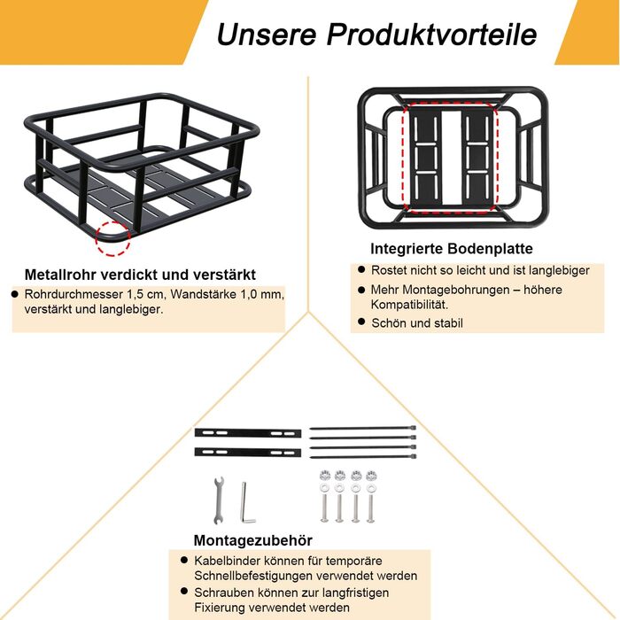 Металевий задній кошик для велосипеда: міцний, великий, з дощем. Підходить для велосипедів та електровелосипедів, для покупок, перевезення собак. Без внутрішнього мішка, з сіткою для багажу.
