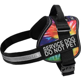 Шлея для службових собак Doggie Stylz із 2 світловідбивними нашивками «Службова собака – не чіпати», чорна, обхват грудей 35,6-45,7 см